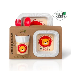 ست سرو غذای کودک فرشکیپس مربع 5 تکه 1 ست سرو غذای کودک فرشکیپس مربع 5 تکه - طرح 1