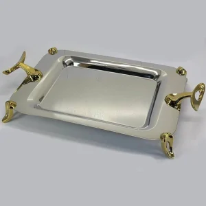 سینی استیل سلینا مدل 95421 مستطیل سایز بزرگ پایه دار