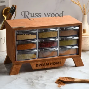 استند جا ادویه 9 کشو روس وود Russ Wood مدل چوب و اکرلیک کد 646