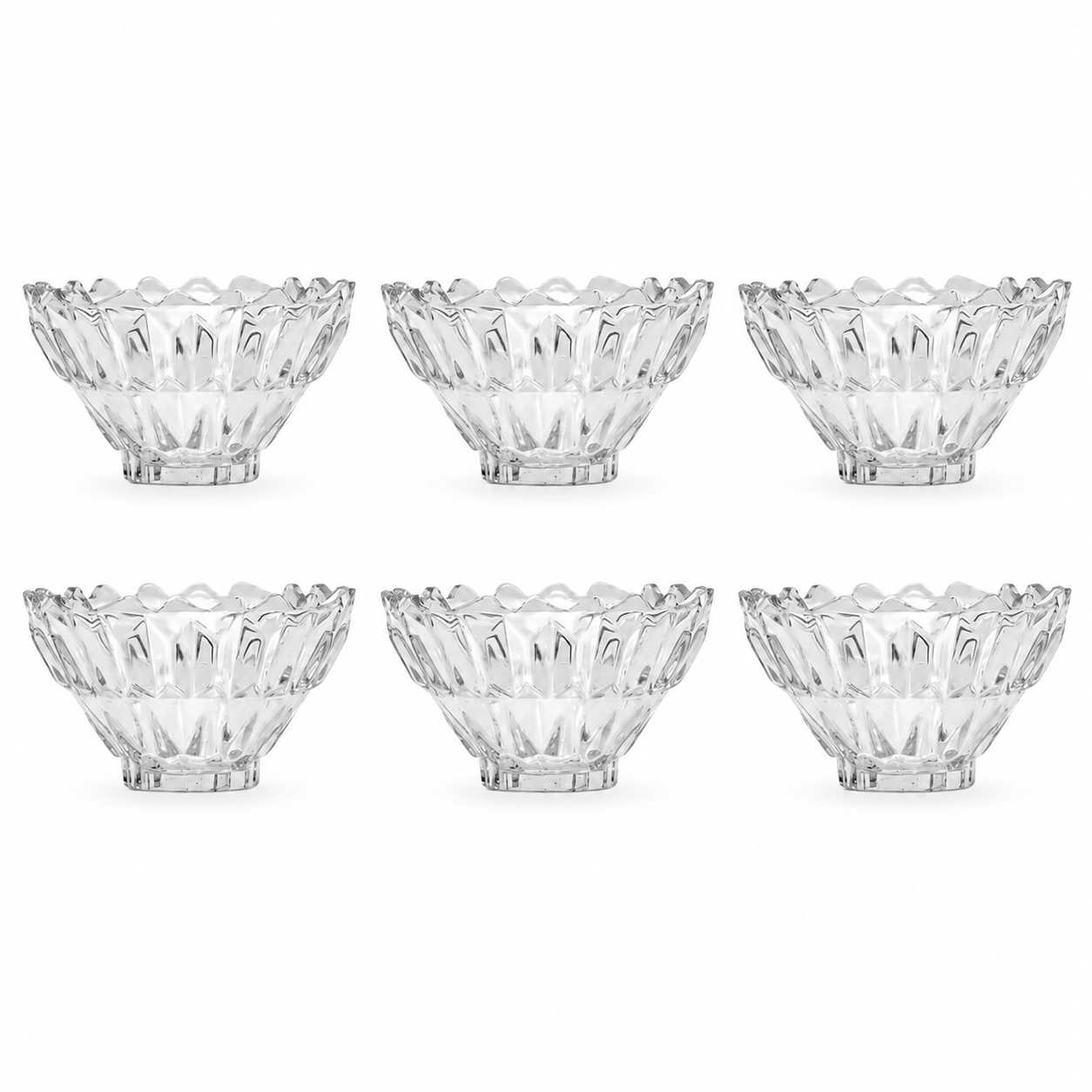 Six Crystal Dessert Bowls in a Grid کاسه بلور کاوه مدل مانیلا ۱۲ بسته ۶ عددی